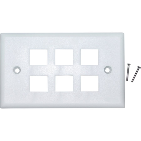 Cable Wholesale 6 Port Keystone Wall Plate, Single Gang - White 301-6K-W