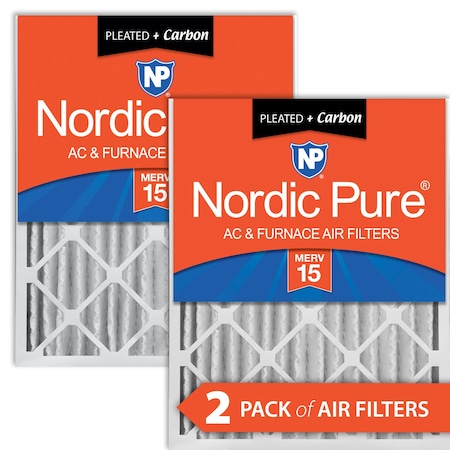 Nordic Pure 20x25x4 Plus Carbon Pleated Air Filter, High Capacity, MERV 15, 2 PK 20x25x4M15+C-2