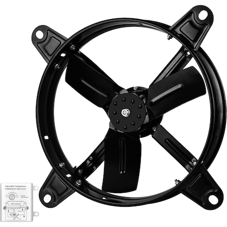 Ipower Ventilation Fan Air Circulator W/ Thermostat, 14 in Blade Dia, 115V HIFANXVENTIL14THEMOT