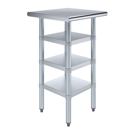 Amgood 20in D x 20in L Stainless Steel Table, Three Undershelves AMG WT-2020-3SH-Z