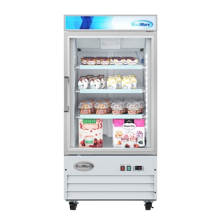 Koolmore 26 in. 1-Door Commercial Display Merchandiser Freezer 9 cu. ft. in White MDF-1GD-9C-WH MDF-1GD-9C-WH
