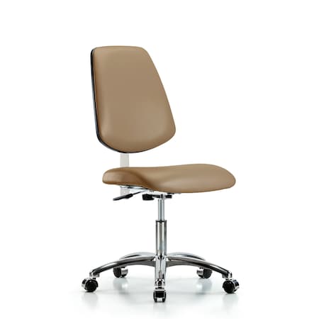 Blue Ridge Ergonomics Clean Room Chair Vin Desk Chair, Med, Bk, Taupe, CL100, No Arms, 18" to 23" Height, Vinyl, Taupe BR-NCR-VDHCH-MB-CR-T1-A0-CC-8584
