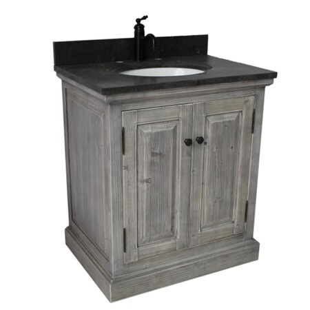 Infurniture WK1831-G plus WK Top 31 in. Rustic Solid Fir Sink Vanity In Grey-No Faucet WK1831-G+WK Top