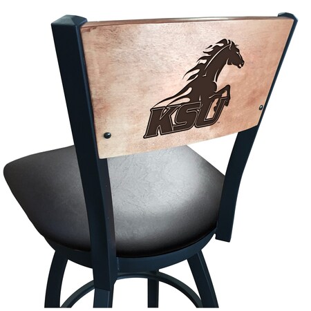 Holland Bar Stool Co 36" Blk Wrnkl Kentucky State University Swivel Bar Stool, Engraved Back L03836BWMedMplAKYStUnBlkVinyl