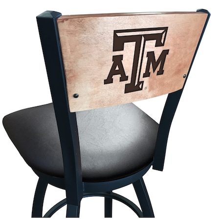 Holland Bar Stool Co 30" Blk Wrinkle Texas A&M Swivel Bar Stool, Laser Engraved Back L03830BWMedMplATexA-MBlkVinyl