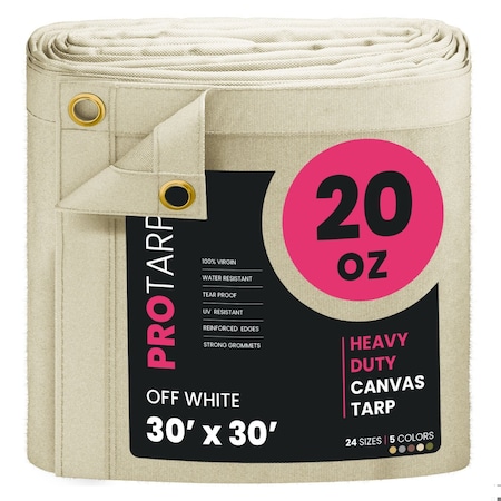 Protarp 30 ft. x 30 ft., 20 Oz, Off White, Polyester PT-404-30X30