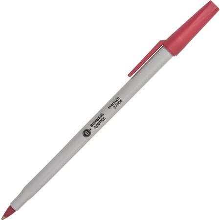 Business Source Medium Point Ballpoint Stick Pens, Red, 12PK BSN37504
