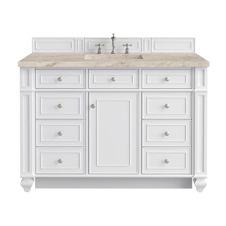James Martin Vanities Bristol 48" Single Vanity, Bright White, w/ 3 CM Tajnar Eclos Top 157-V48-BW-3TJR