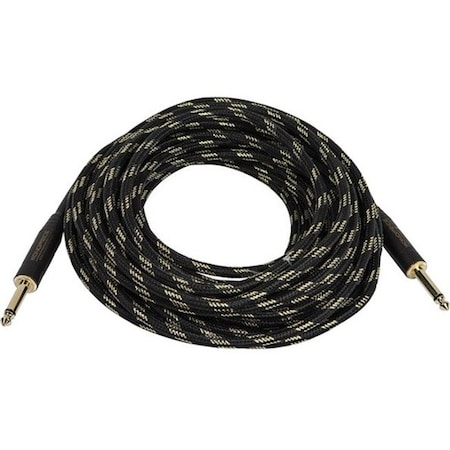Monoprice 35ft. Cloth Series 1/4 inch T/S Male 20AWG Instrument Cable - Black & Gold 601435