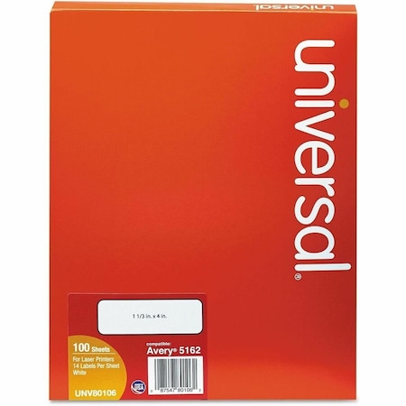 Universal LABEL, DT, 1 1/3X4,1400, WH, 100PK UNV80106