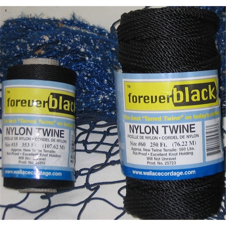 Wallace Cordage Tarred Twisted Nylon Twine 1 lbs tubes in Black - Size 60 T-60