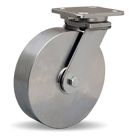 Hamilton Plate Caster, Swivel, SS, 8 in., 1600 lb. S-WHS-8SB