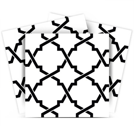 Homeroots 5" X 5" Black and White Quatrefoil Peel and Stick Tiles 399921