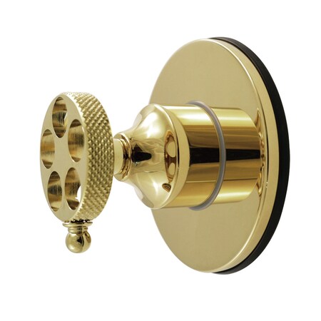 Kingston Brass Single-Handle Six-Way Diverter Valve with Knurled Handle and Round Trim Kit, Polished Brass KS4032RKX