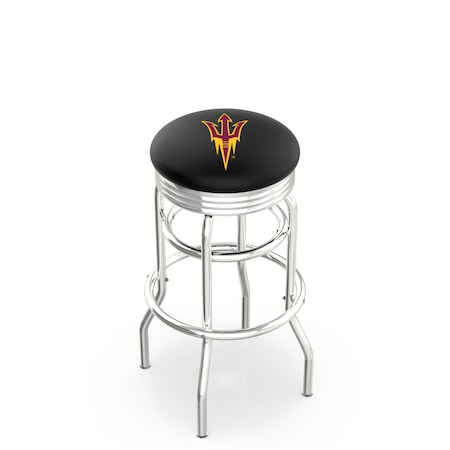 Holland Bar Stool Co 25" Chrome 2-Ring Arizona State Swivel Bar Stool, Accent Ring, Pitchfork L7C3C25ArizSt-F