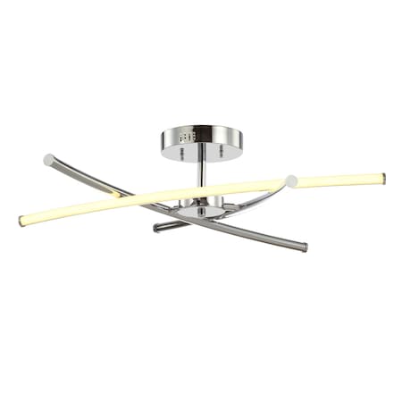 Jonathan Y Crucis 31.5 in. Modern Metal Integrated LED Semi Flush Mount, Chrome JYL7031A