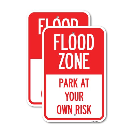 Signmission Flood Zone, 18'' X 24'' 2 Signs, Heavy Gauge Aluminum, 2PK A-1824-2PACK-23951