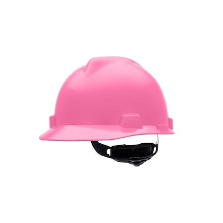 Msa Safety V-Gard Slotted Cap, HDPE, Fas-Trac III Suspension, Type I, Class E, Hot Pink (standard size) 10155230