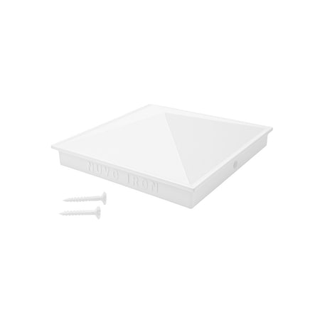 Nuvo Iron 6-in x 6-in Nominal & Undressed Aluminum Ornamental Pyramid White Post Cap PCP14LN-WEC