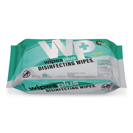 Carlisle Foodservice WipesPlus Disinfecting Surface Wipes, Flat Pack, 1-Ply, 7 x 8, Lemon Scent, White 37701
