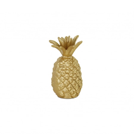 Homeroots 9" Gold Cast Iron Pineapple Hand Painted Sculpture 483227