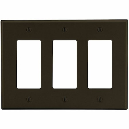 Hubbell Wiring Device-Kellems Rocker Wall Plate, Number of Gangs: 3 Plastic, Satin Finish, Brown P263