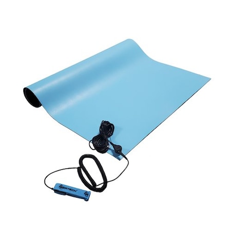 Bertech ESD Anti-Static Soldering Rubber Mat Kit, 2.5 Ft. x 4 Ft., 0.06 In. Thick, Light Blue 2059USA-2.5x4LBKT