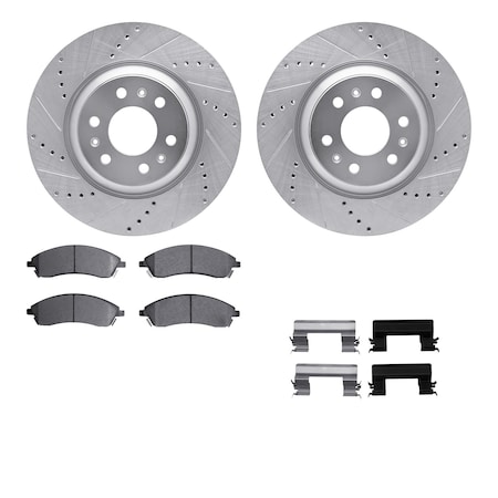Dynamic Friction Co DFC Rotors-Drilled & Slotted-Silver w/ EURO 5000 Ceramic Brake Pads Incl Hdw 7612-46029
