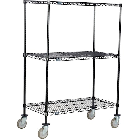 Global Industrial Nexel 3 Shelf Truck, Black Epoxy, 30"W x 18"D x 80"H, Polyurethane Swivel Casters B3157279