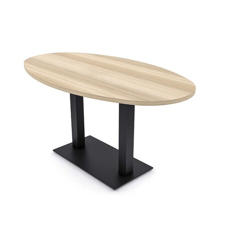 Skutchi Designs Boval Conference Table With Power Unit, 36 in W, 72 in L, Brown HAR-BOVL-36X72-DOU.BK-K525-NA