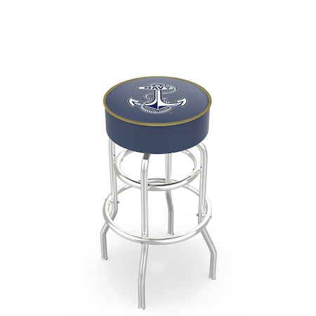 Holland Bar Stool Co 30" US Naval Academy NAVY Cushion Seat, 2-Ring Chrome Swivel Bar Stool L7C130USNavA