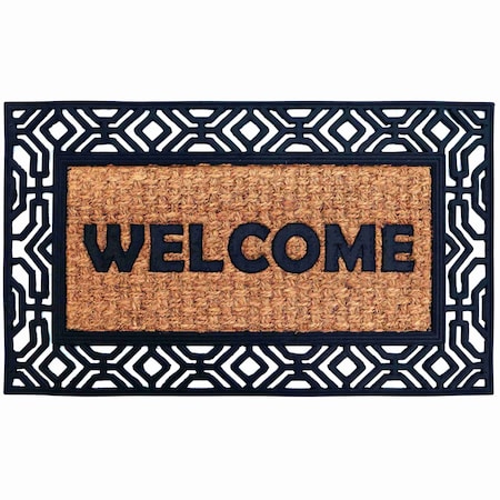 Gardenised Natural Coir and Non-Slip Rubber Doormat with Embossed Welcome Design, Classic Welcome QI004890