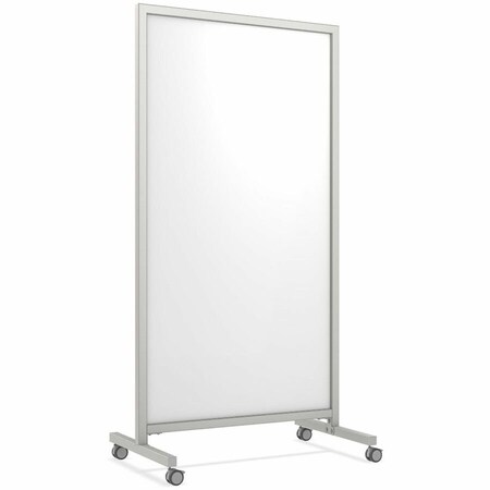 Ghent EZ Mobile Glassboard, Aluminum Frame, Magnetic, 75''H x 38''W, White EZ1MA7538WH