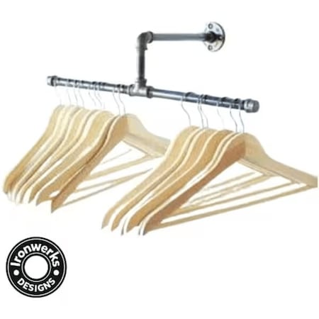 Ironwerks Designs 20" Black Pipe Clothes Rack IDW-PipeWall