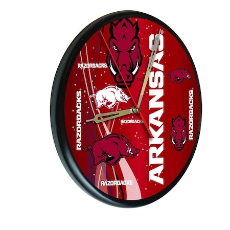 Holland Bar Stool Co University of Arkansas 13" Solid Wood Clock WClkPBlkArknUn
