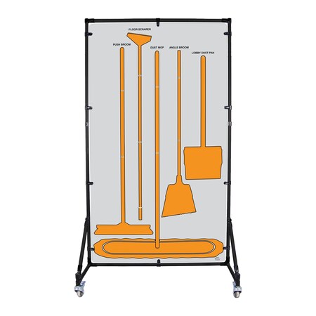 5S Supplies Housekeeping Shadow Board Broom Station V9, Gray / Orange, Broom + Stand, No Text HSB-V9-GRAY/ORANGE-BO-STAND-NO TEXT