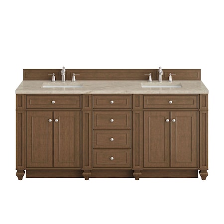 James Martin Vanities Bristol 72" Double Vanity, Saddle Brown, w/ 3 CM Tajnar Eclos Top 157-V72-SBR-3TJR