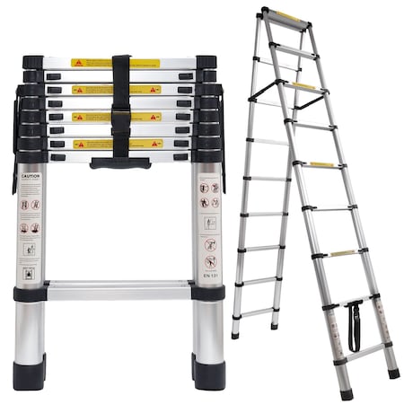 Wrightmaster 8.5 ft. Lightweight Aluminum Extension Ladder with Tool Bag &  Non-Marring Feet, 330 lb. Load Capacity ZRORZT-2.6+2.6m