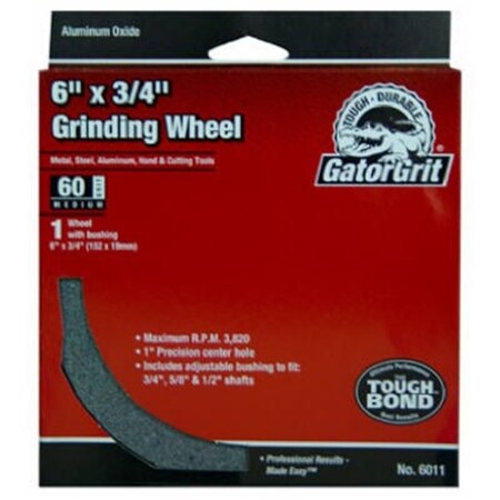 Gator Finishing 6011 6 x .75 x 1 in. Medium Grinding Wheel 109199