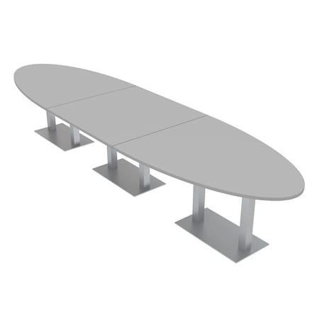 Skutchi Designs Oval Conference Table With Power Unit, 48 in W, 192 in L, Grey HAR-OVL-48X192-DOU-U779-NA