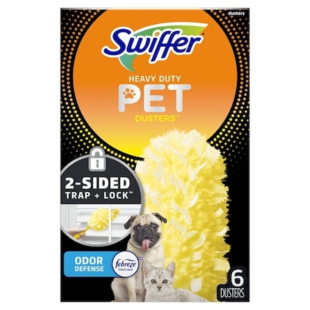 Swiffer 79889 Multi-Surface Duster Pet Refill with Febreze Odor Defense, Fiber Head, White/Yellow 037000798897