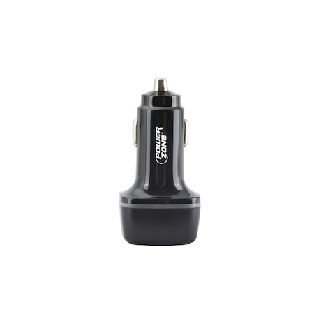 Powerzone Dual USB Car Charger, 12 to 24 V Input, 5 V Output, 2.4 A Charge, Black U53