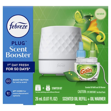 Febreze Plug Scent Booster Gain Original Scent Air Freshener Starter Kit 0.87 oz Solid 1 pk 80787494