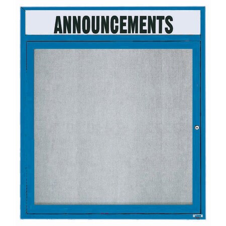Aarco Outdoor Enclosed Bulletin Board w/ Al Frame Header, Powder Coated Blue, 36''Hx30''W ODCC3630RHB