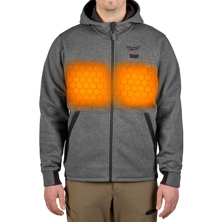 Milwaukee Tool Men's Heated Hoodie, Up to 8 hours Time, Zipper Closure, Gray, Size 2XL M200G-202X