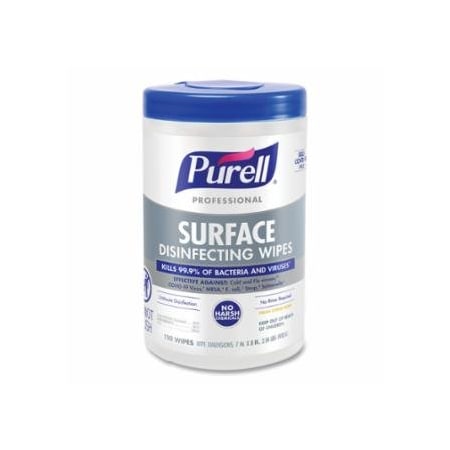 Purell Professional Surface Disinfecting Wipe, 110 Wipes, Canister, Citrus 315-9342-06