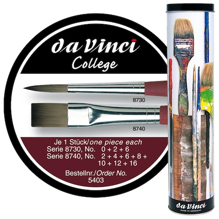 Da Vinci COLLEGE Student Brush, Synthetic, Acrylic & Oil, Assorted, 10 Brush Set in Gift Tin VA-5403_0