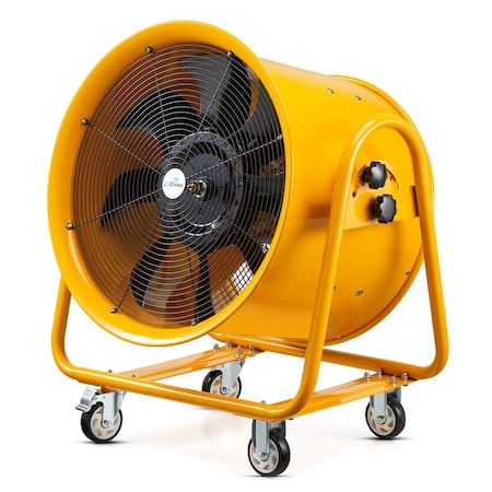 Iliving Yellow 24 in. Utility Blower Exhaust Warehouse Ventilator Floor Fan, 2000-Watt, 1720RPM ILG8VF24
