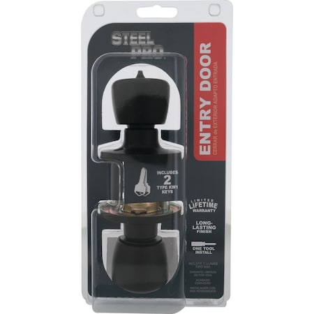 Steel Pro Matte Black Tulip Entry Door Knob TRX900B