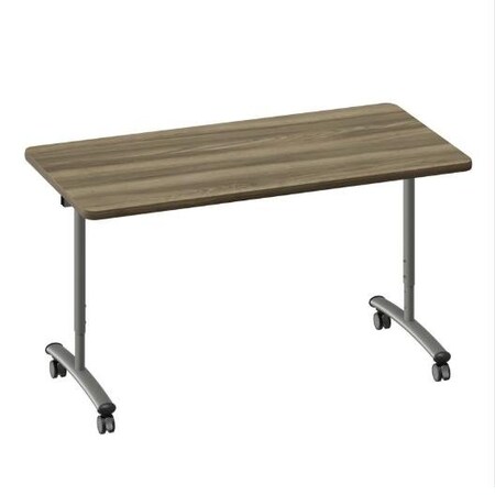 Correll Rectangle Premium Sit To Stand HPL Flip Top Table, 60 in W, 28 in to 38 in H, Particleboard Top FTS3060-53-14-53